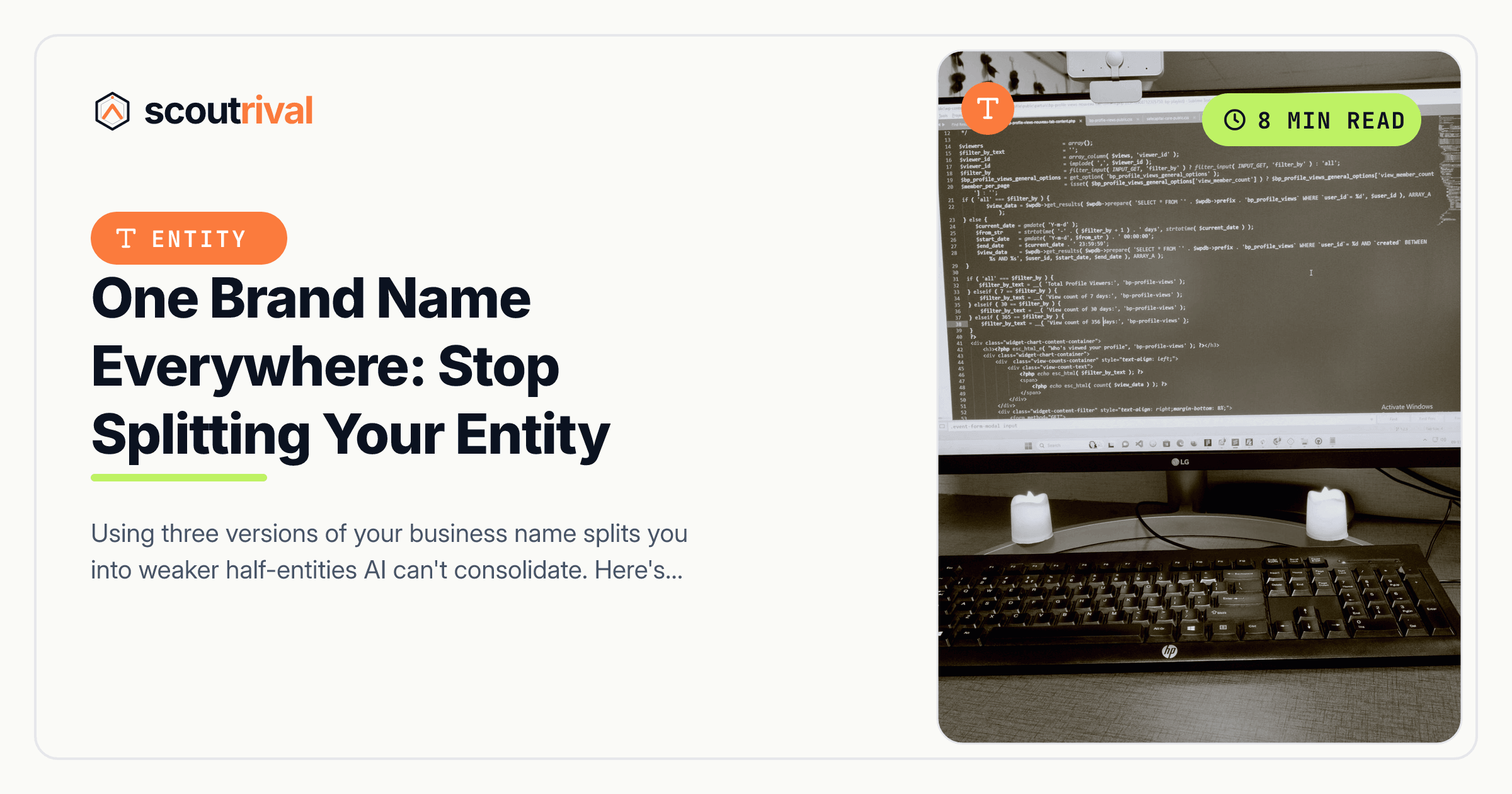 One Brand Name Everywhere: Stop Splitting Your Entity — cover