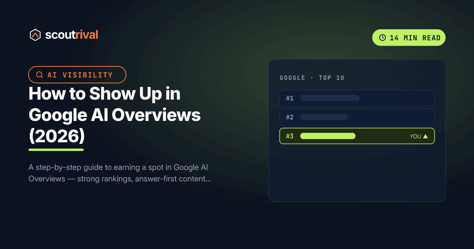 How to Show Up in Google AI Overviews (2026) — cover